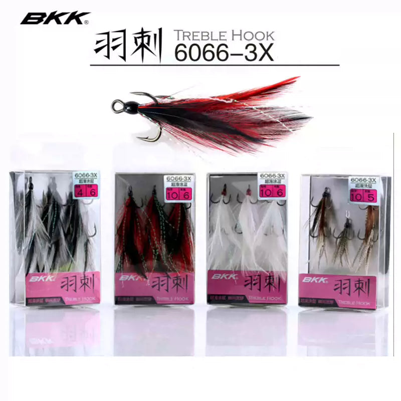 BKK 6066-3X-NP Quills Feathered Trebel Super Slide Hook - ReelsDeal Fishing Sale NZ