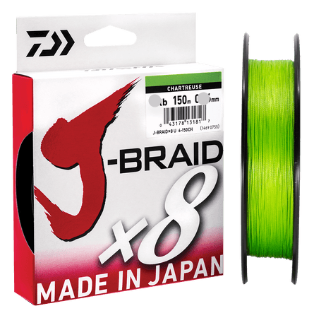 Daiwa X8 J-Braid 20LB 150m Braid Chartreuse - ReelsDeal Fishing Sale NZ