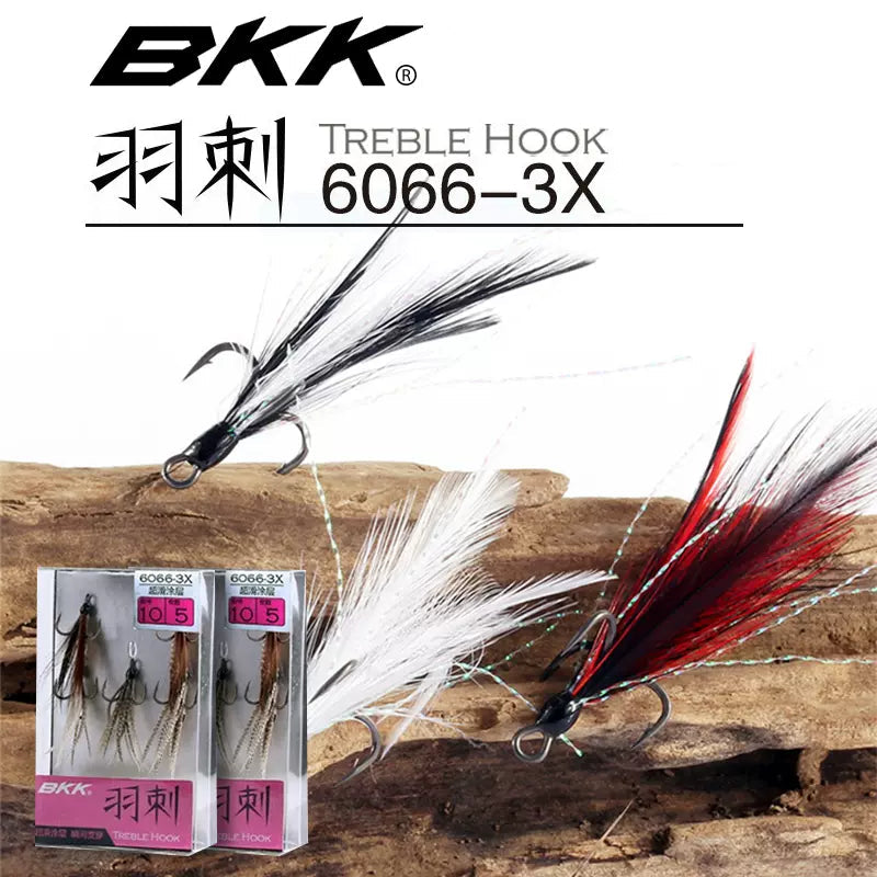 BKK 6066-3X-NP Quills Feathered Trebel Super Slide Hook - ReelsDeal Fishing Sale NZ